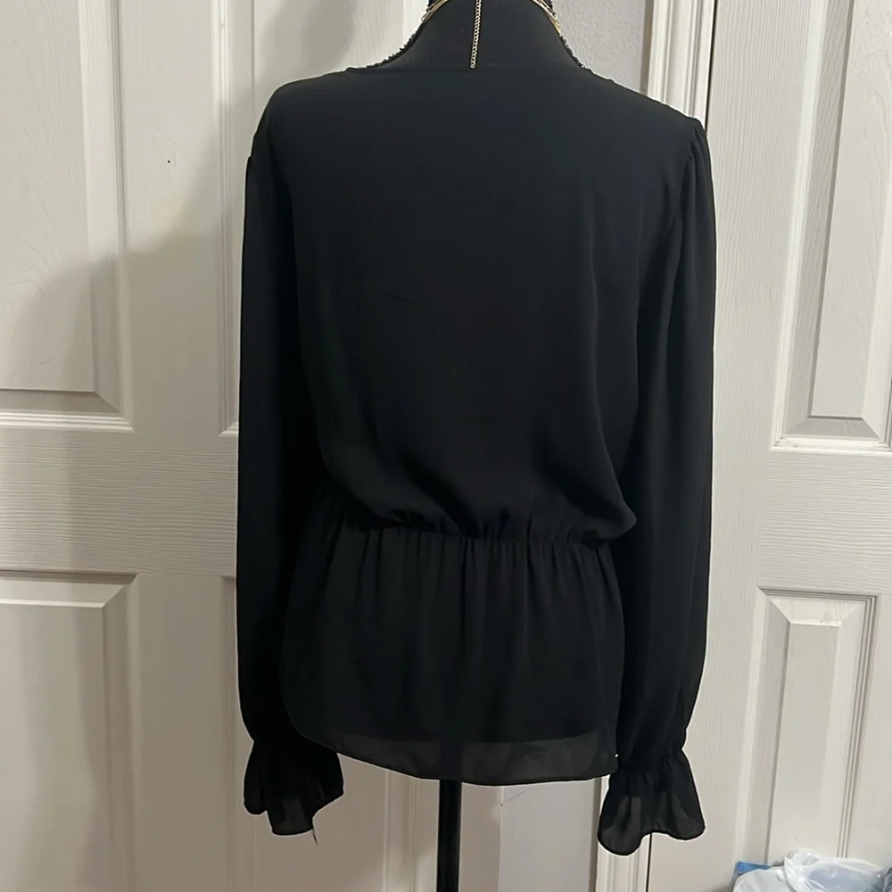 Eloquii Chiffon Tie Front Chiffon Blouse Black Size 20 NWOT - Picture 2 of 11